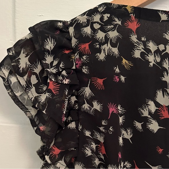 Black H&M Frilly Short Sleeve Blouse US6 S Party Club Feminine - Picture 6 of 12